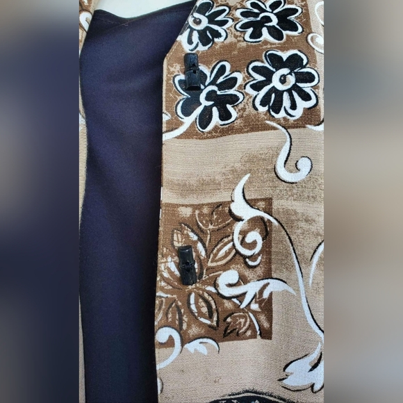 VTG Maggie Barnes Brown Tan Floral Two Fer Tunic Top Shirt Blouse - Picture 5 of 9